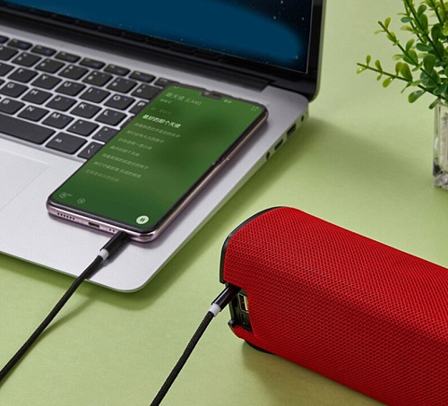 AUX Audio кабель 3,5 мм, текстильный, 1 метр, черный