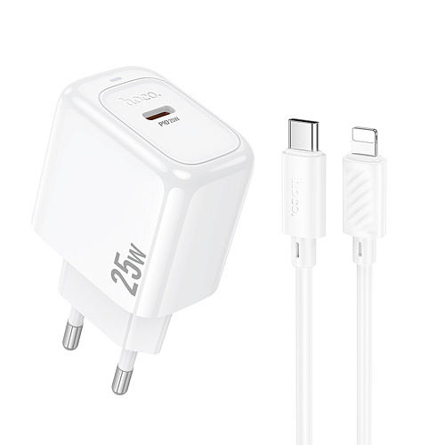 Сетевое зарядное устройство, 1 PD 25W (CS53A), HOCO, Type-C to Lightning, белый