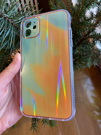 Чехол силиконовый для iPhone 11 (6.1), переливающийся, X-CASE, салатово-желтый