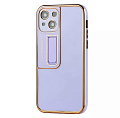 Чехол силиконовый для iPhone 13 (6.1), глянцевый с подставкой, X-CASE, сиреневый