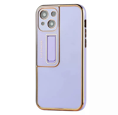 Чехол силиконовый для iPhone 13 (6.1), глянцевый с подставкой, X-CASE, сиреневый
