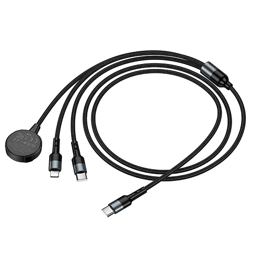 Беспроводное зарядное устройство, CW64 iWatch, Type-C, HOCO, с кабелем Type-C и Lightning, черный