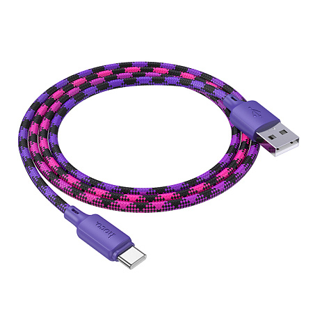 USB Кабель Type-C, HOCO, X116, 1м, разноцветный фиолетовый с розовым или оранжевым