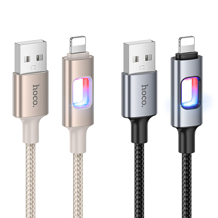 USB дата кабель Lightning, HOCO, U144, 1.2 метра, цвет черный