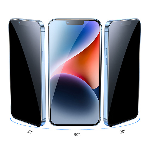 Защитное стекло на iPhone 13 Pro Max (6.7)/14 Plus, A34 Plus, HOCO, Антишпионское стекло, черное