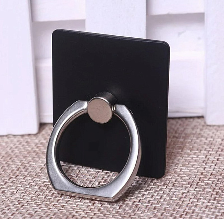 Держатель-подставка для телефона Ring квадрат (кольцо на палец), черный