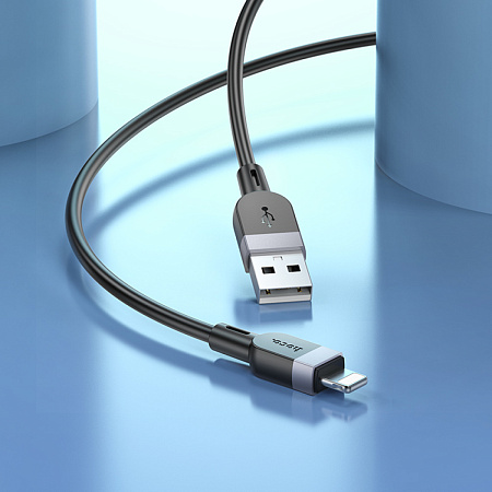 USB дата кабель Lightning, HOCO, X109, 3м, силиконовый, черный
