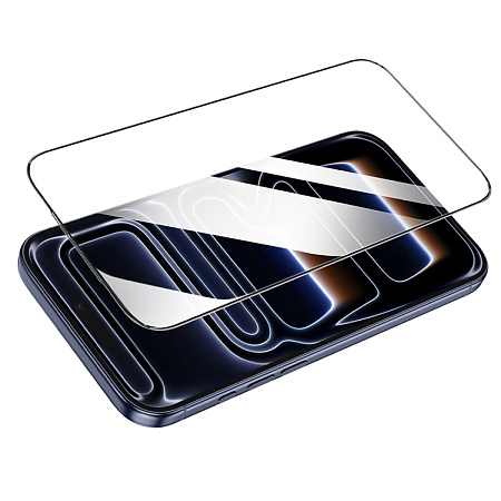 Защитное стекло на iPhone 17 Pro Max, 20D, прозрачное с черной рамкой, X-CASE