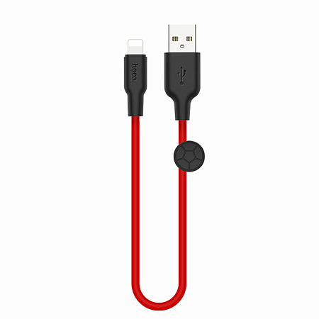 USB дата кабель Lightning, HOCO, X21 Plus, 0.25м, силиконовый, черно-красный