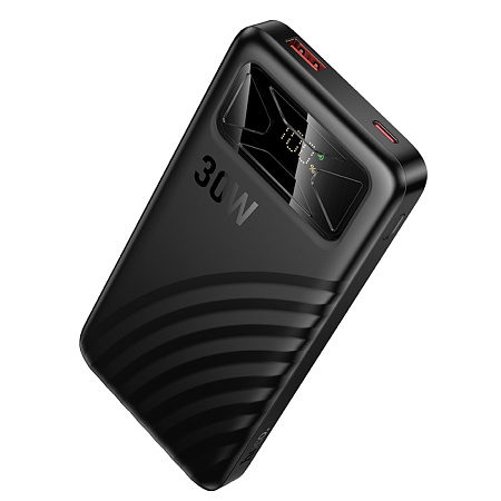 Универсальный Доп. Аккумулятор 10000mAh, Q42, HOCO, 1 PD 30W+1 USB 22.5W, ультра тонкий, черный