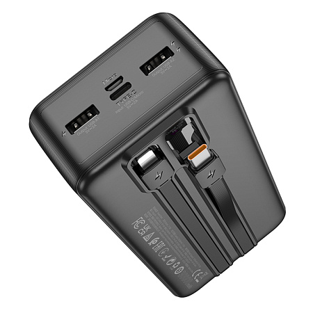 Универсальный Доп. Аккумулятор 30000mAh, J118B, HOCO, выход: 2 USB (5V/2A)+кабель Lightning/Type-C, черный