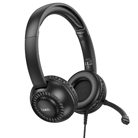 Проводные наушники W112, HOCO, с микрофоном, черный