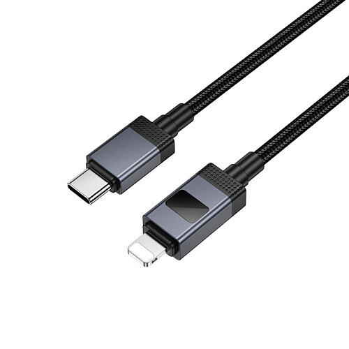 Кабель Lightning to Type-C (PD), HOCO, X118, 1м, с дисплеем, черный