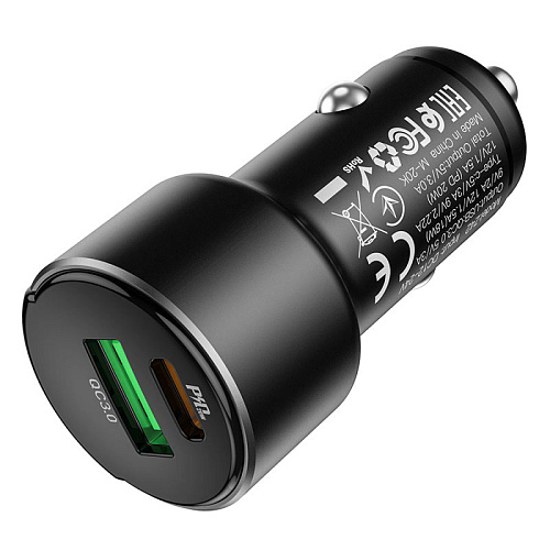 Автомобильное зарядное устройство, 1 USB QC3.0+1 PD 20W (Z42), HOCO, черный