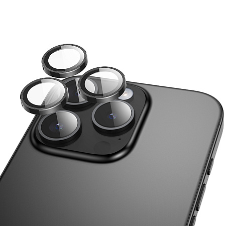 Защитное стекло для iPhone 16 Pro/16 Pro Max, V12 Plus, HOCO, на заднюю камеру, черный