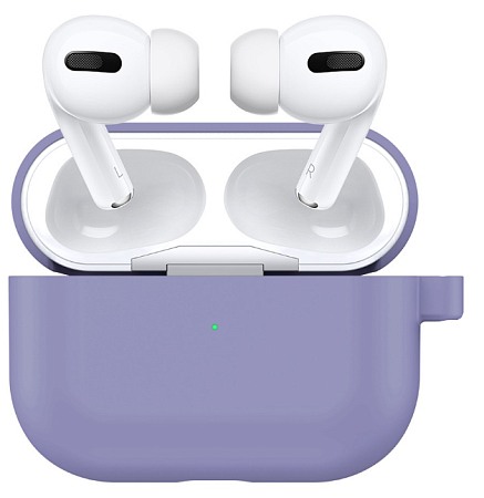 Чехол силиконовый для Airpods Pro/Pro 2, X-CASE, лиловый с карабином (Lilac)