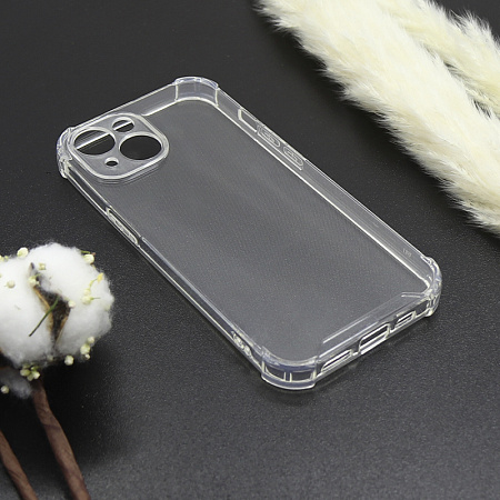 Чехол силиконовый для iPhone 15 (6.1), усиленные края, с защитой камеры, X-CASE, прозрачный