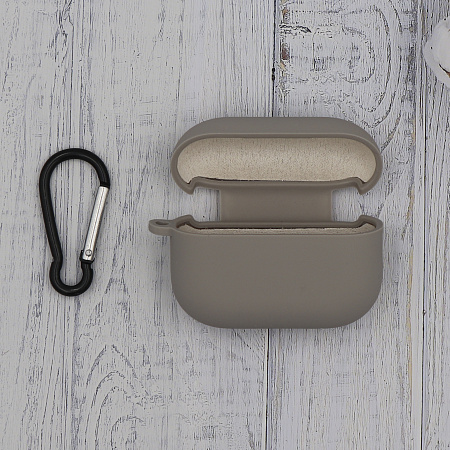 Чехол силиконовый для Airpods Pro/Pro 2, X-CASE, серый с карабином