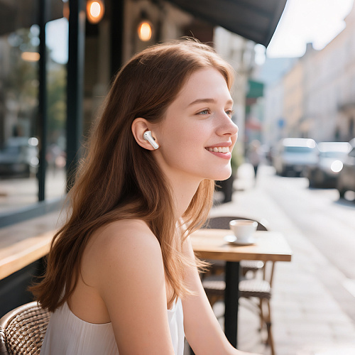 Беспроводные наушники EQ34 Plus , HOCO, вакуумные, шумоподавление, поддержка приложения, белый