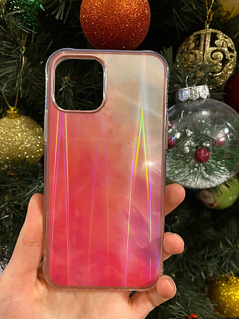 Чехол силиконовый для iPhone 12 (6.1)/12 PRO (6.1), переливающийся, X-CASE, розово-желтый