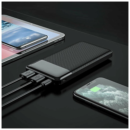 Универсальный Доп. Аккумулятор 20000mAh, J72A, HOCO, 2 USB (5V/2.0A), черный