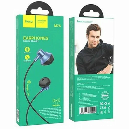 Проводные наушники M75 Belle Universal earphones, HOCO, синие