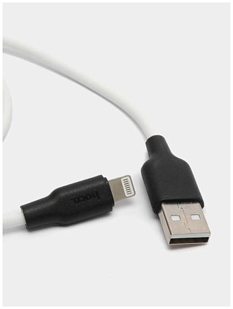 USB дата кабель Lightning, HOCO, X21 Plus, силиконовый, черно-белый