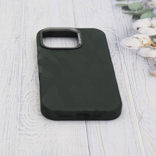 Чехол-накладка для iPhone 16 Pro, камуфляж, магнитный (MagSafe), без лого, X-CASE, зеленый