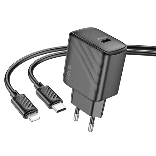 Сетевое зарядное устройство, 1 PD 30W (CS22A), HOCO, Type-C to Lightning, черный