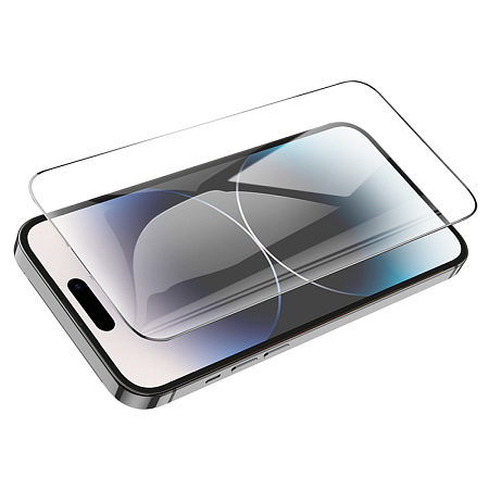 Защитное стекло на iPhone 13 (6.1)/13 Pro/14/16e, G10, HOCO, Full screen HD anti-static tempered glass, черное