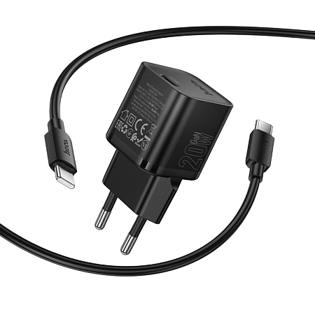 Сетевое зарядное устройство, 1 PD 20W (N64), HOCO, Type-C to Type-C, черный