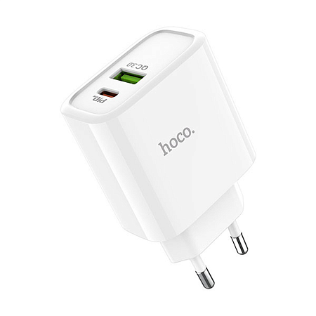 Сетевое зарядное устройство, 1 PD 20W + 1 USB 3.0 QC (C80A), HOCO, белый