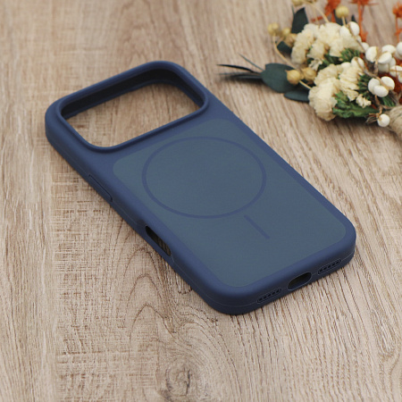 Чехол-накладка для iPhone 17 Pro Max, Silicon Case, магнитный (MagSafe), с дизайном, без лого, X-CASE, синий
