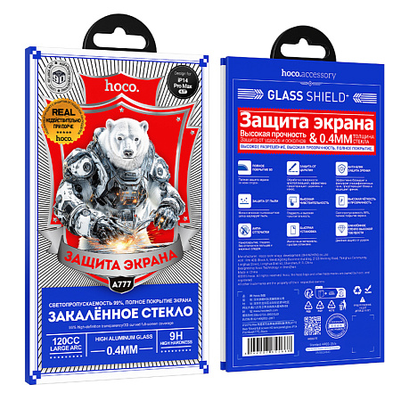Защитное стекло для iPhone 14 Pro Max, A777, HOCO, HD, черное