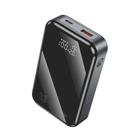Универсальный Доп. Аккумулятор 10000mAh, Q30, HOCO, 1 USB-A 22.5W, 1 PD 33W, с дисплеем, серый