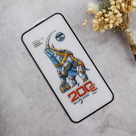 Защитное стекло на iPhone 15 Pro Max, носорог, с сеточкой для динамика, черное, X-CASE