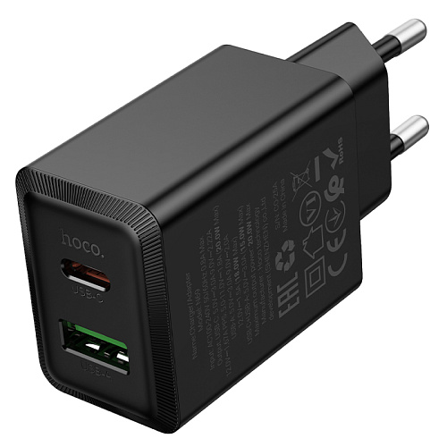 Сетевое зарядное устройство, 1 PD 20W + 1 USB 3.0 QC (N69), HOCO, черный