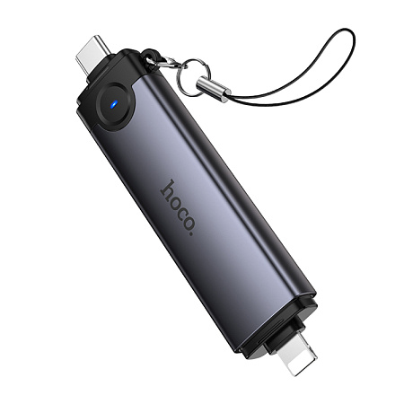 Картридер 3 в 1, Type-C/IP на SD/TF3.0+USB2.0, HB56B, HOCO, серый