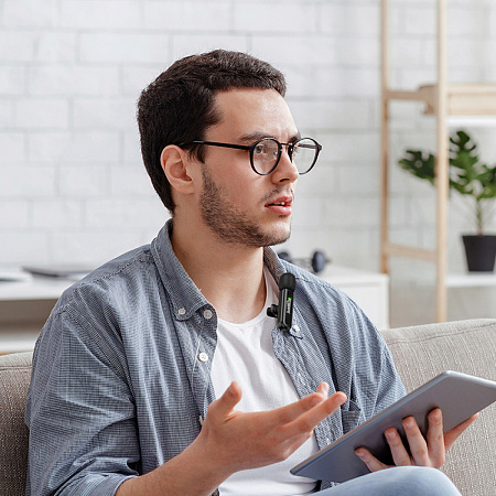 Беспроводной микрофон+приемник для Type-C, L20, HOCO, черный