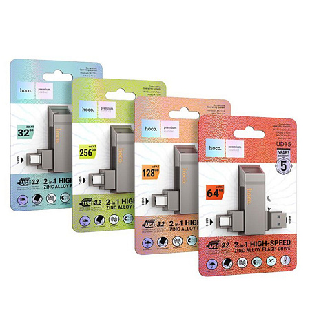 USB Flash Drive 64GB Smart Type-C 3.2 Gen 1 (UD15) 2 в 1 , скорость записи 40-80 МБ/С, скорость чтения 160-200МБ/С