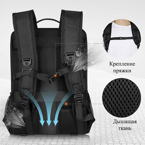 Рюкзак водонепроницаемый для фотоаппарата, камеры и др., 5018, PULUZ, с солнечной батареей 12Вт, черный