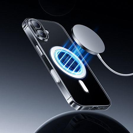 Чехол для iPhone 17, PC+TPU, Магнитный (MagSafe), AS4, HOCO, прозрачный