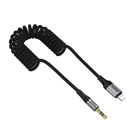 AUX Audio кабель 3,5 мм на Lightning, UPA33A, HOCO, витой, длина 1,5 метр, черный