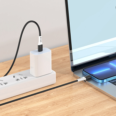Кабель Lightning to Type-C (PD), HOCO, X82, 1м, силиконовый, черный