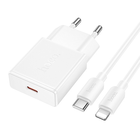 Сетевое зарядное устройство, 1 PD 20W (N72), HOCO, Type-C to Lightning, белый