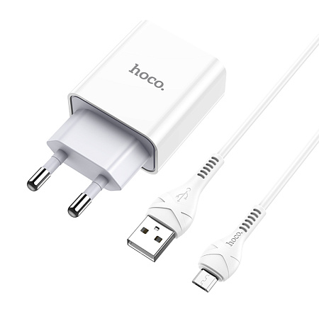 Сетевое зарядное устройство, 1 USB 2.1A (C81A), HOCO, Micro, белый