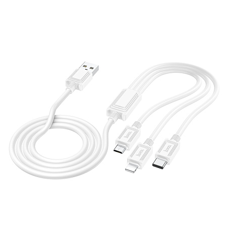 USB дата кабель Lightning+Micro+Type-C, X74, HOCO, белый