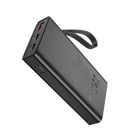 Универсальный Доп. Аккумулятор 10000mAh, Q4, HOCO, 2 PD 20W+1 USB 3.0, mini, черный