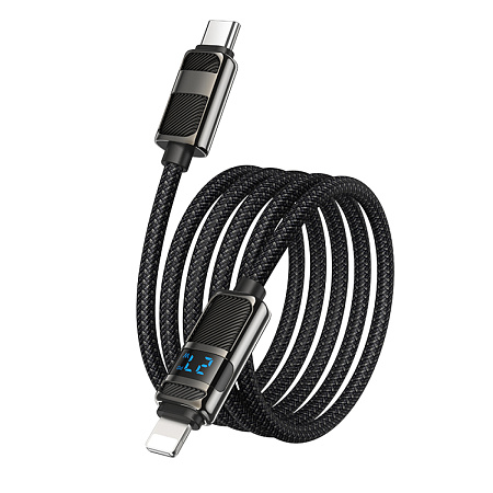 Кабель Lightning to Type-C (PD), HOCO, U137, 1.2м, с дисплеем, черный