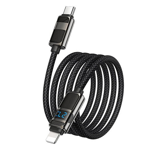 Кабель Lightning to Type-C (PD), HOCO, U137, 1.2м, с дисплеем, черный